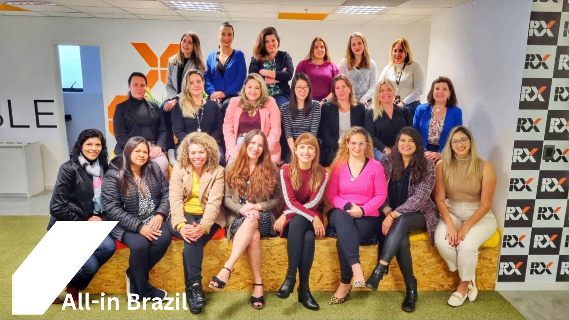 Group photo of Inclusion group: RX All-in Brazil, formed of all women
